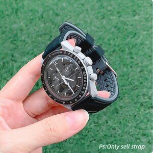 Silicone Watch band For Omega X Swatch joint Moonswatch Speedmaster COLOR BLACK